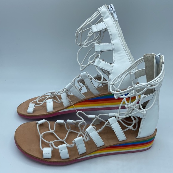 JEFFREY CAMPBELL BURMA White Rainbow Wedge Gladiator Sandal Size 8M - Picture 2 of 16